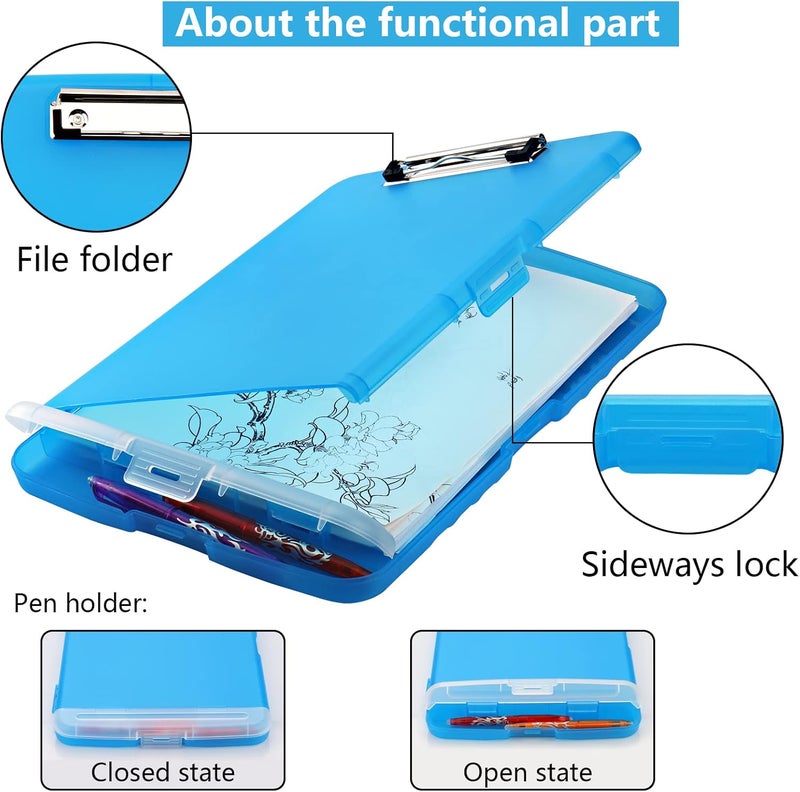 SFLHHDM Clipboards with Pen Holder, Legal Size Nursing Clipboard with Storage, Plastic Clip Board for Writing, Lightweight Cute Clipboard Storage with Low Profile Clip for Work, Office - Image 5